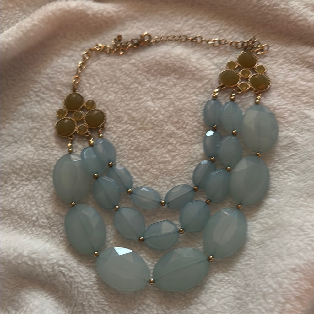 Blue and Gold Multi-Strand Necklace with Beads